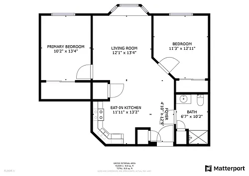 Floor plan 2 Bed 1 Bath