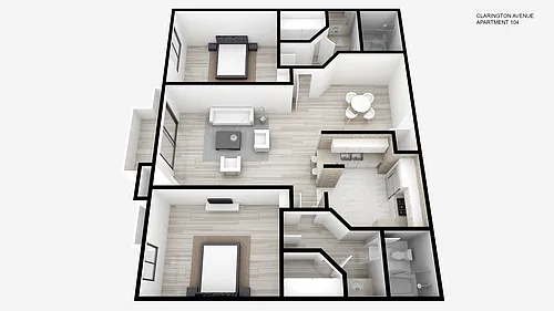 Floor plan Two Bed ~ Two Bath