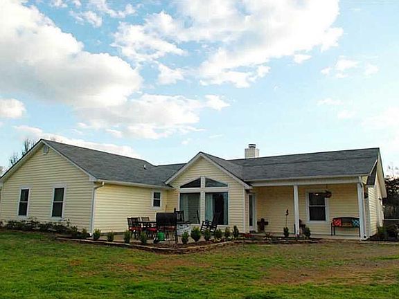 Exterior Front. Room in the front to entertain. Space for table, rockers, and a grill.