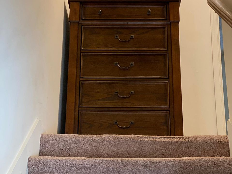 Wide staircase for easier moving furniture upstairs.