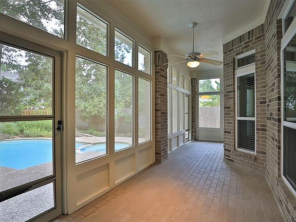 Screened in porch to avoid mosquitoes but has great vies of backyard