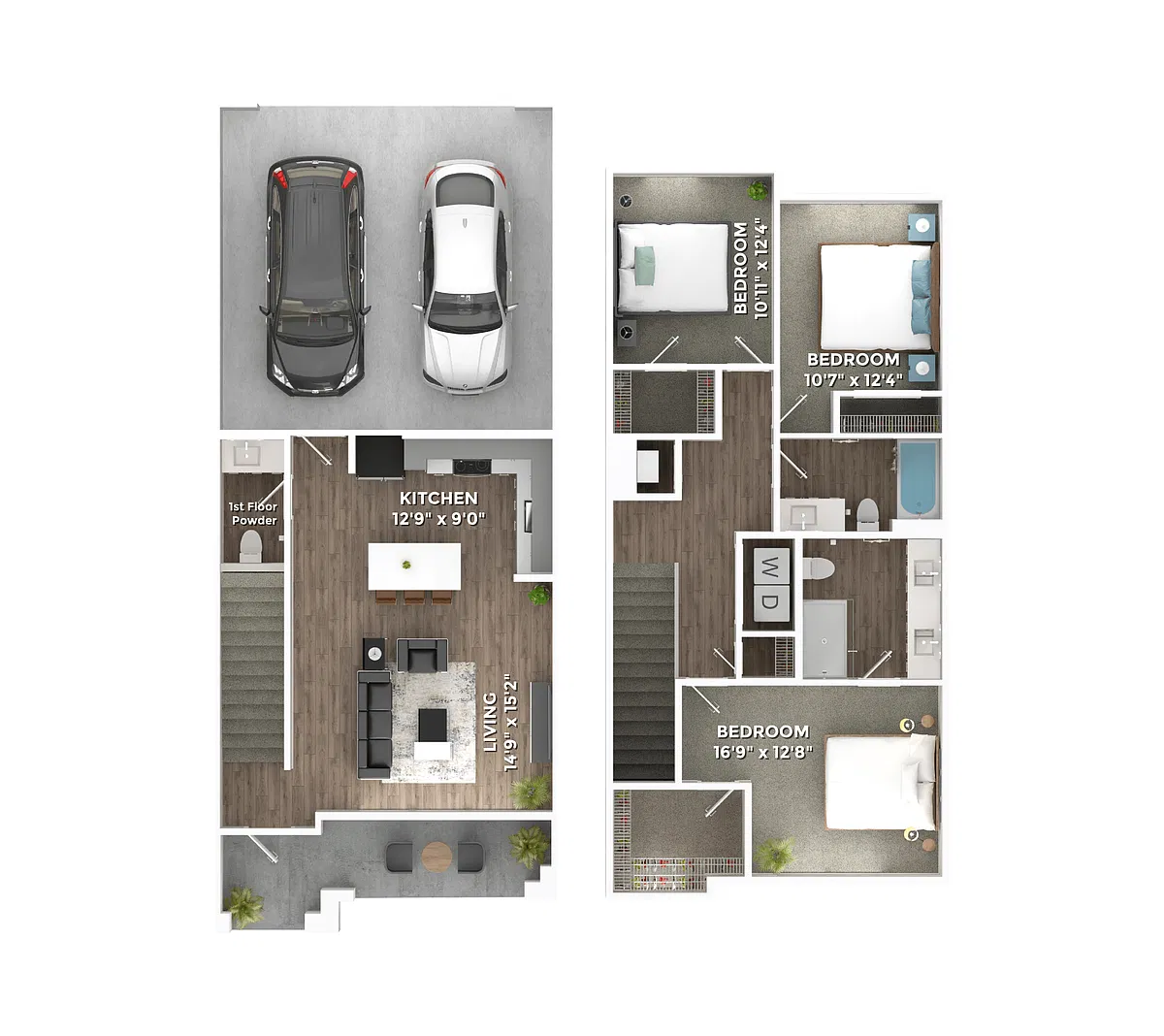 Floor plan 3 Bed, 2.5 Bath Townhome C4