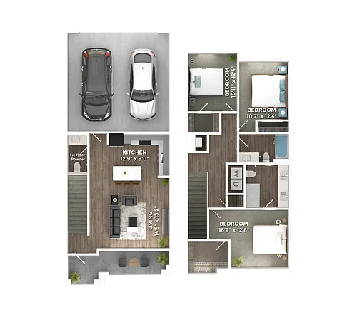 Floor plan 3 Bed, 2.5 Bath Townhome C4