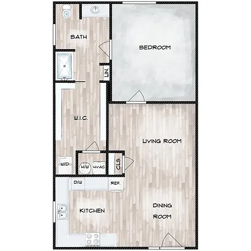 Floor plan 1 Bedroom - Furnished