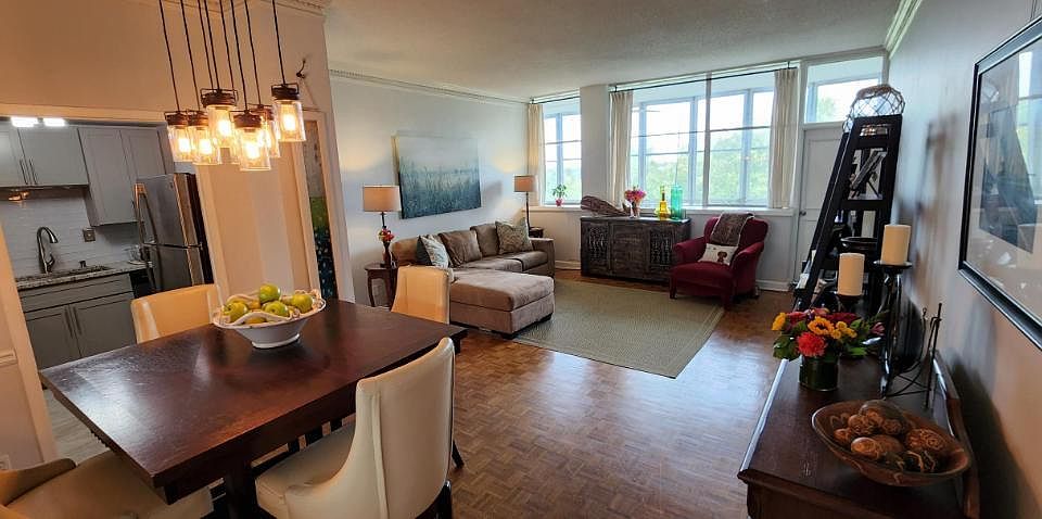 Spacious living area with high ceilings