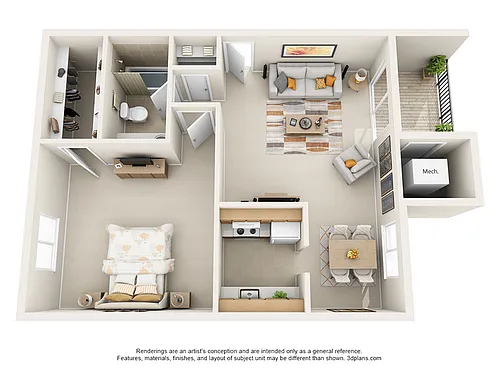 Floor plan 1 BedroomBalcony