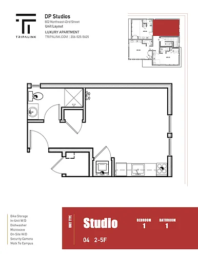 Floor plan Studio - 229 sqft