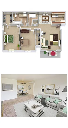 Floor plan 2 Beds | 1 Bath