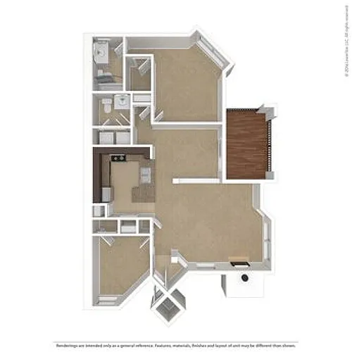 Floor plan 1 Bed & Study Granite