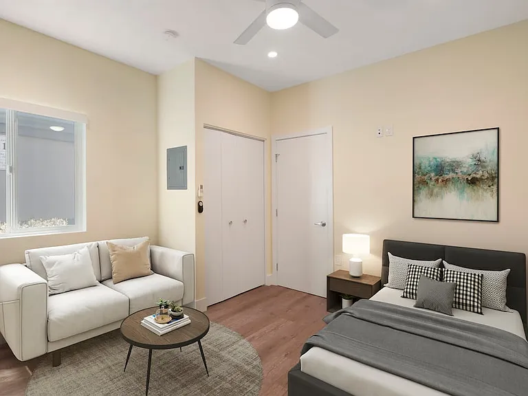 Studio apartment home bedroom and living room