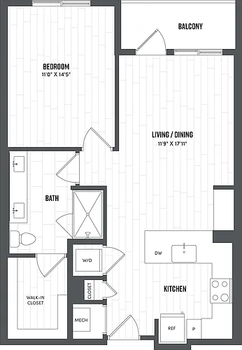 Floor plan 1 Bed/1 Bath-A8