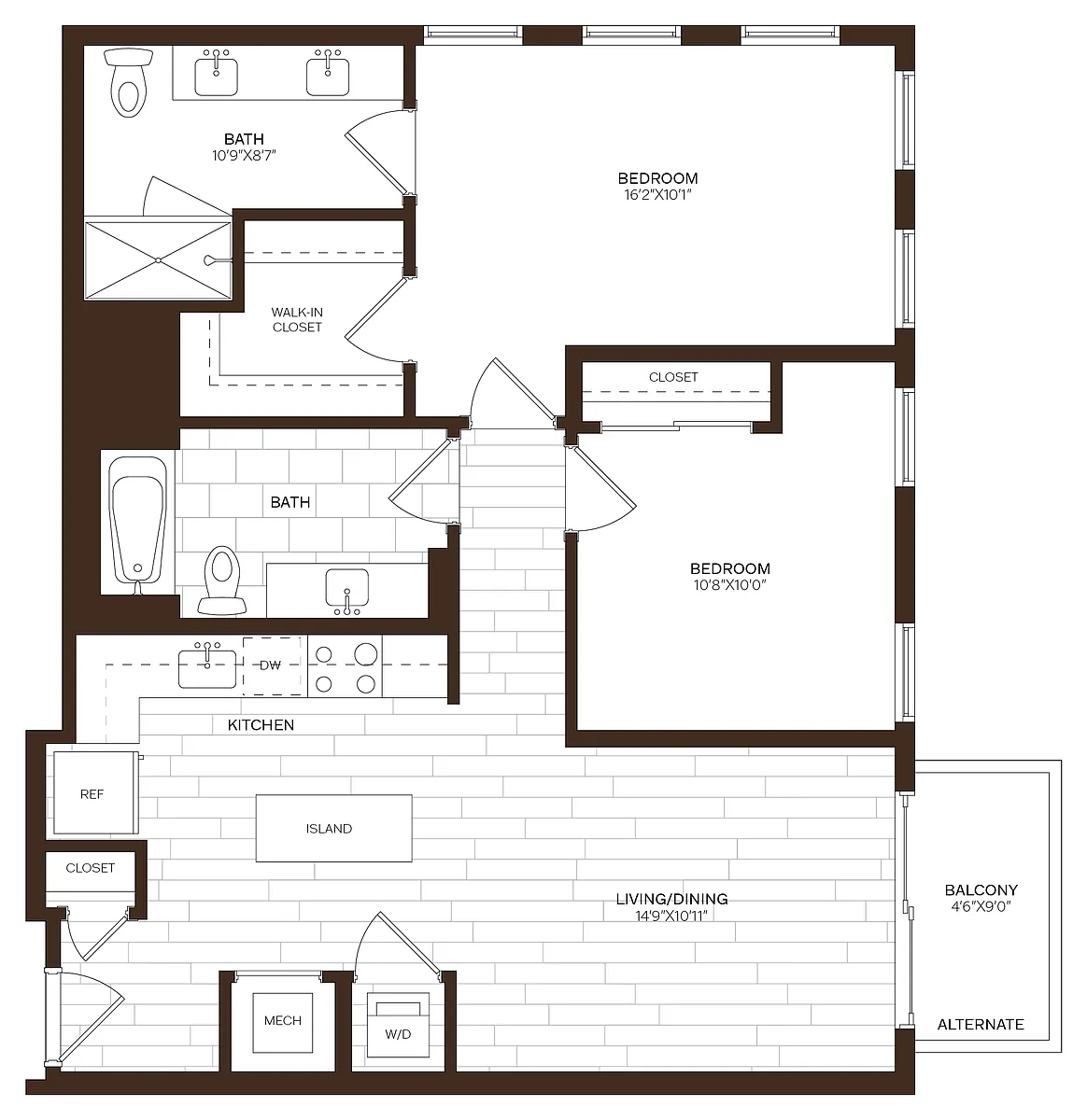 Floor plan 2 Bed/2 Bath-B11