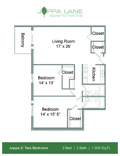 Floor plan Joppa 2c: Two Bedroom