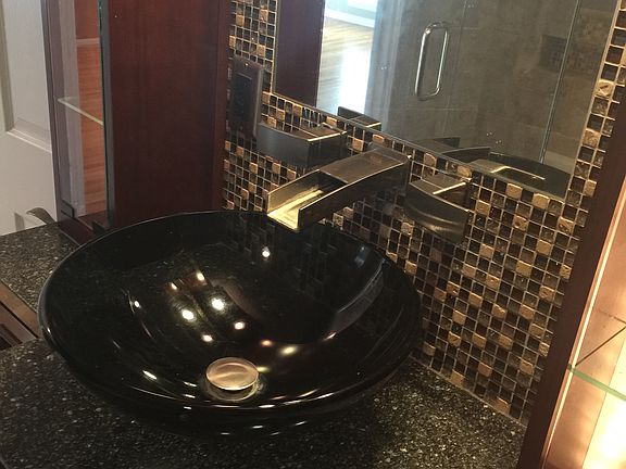 Upstairs bathroom vessel sink
