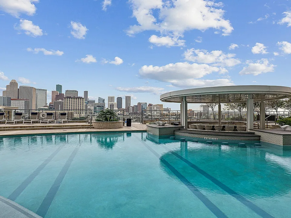 Expansive Pool Deck with Downtown Houston Views