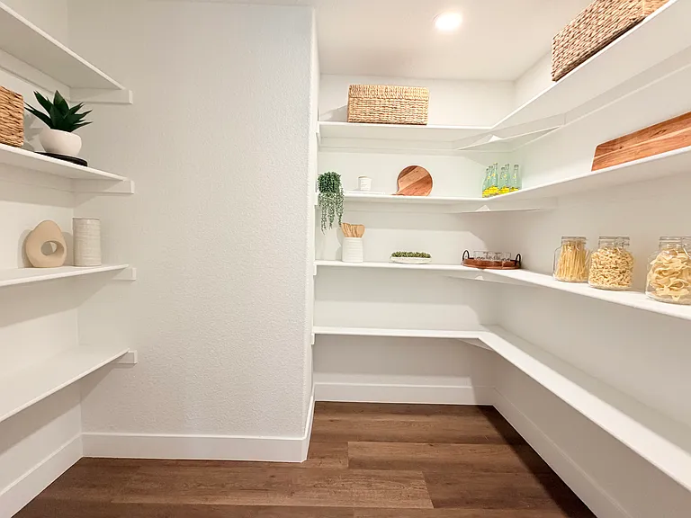 Large walk-in pantry with shelves