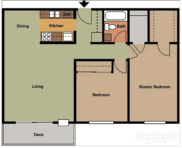 Floor plan two bedroom- galley kitchen