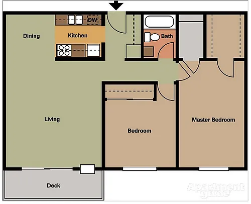 Floor plan two bedroom- open kitchen