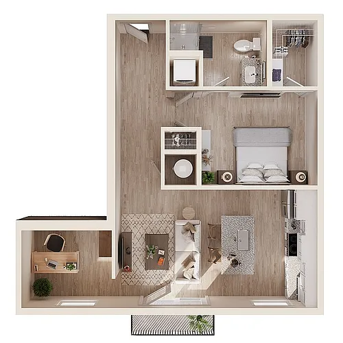 Floor plan Junior One Bedroom with Office