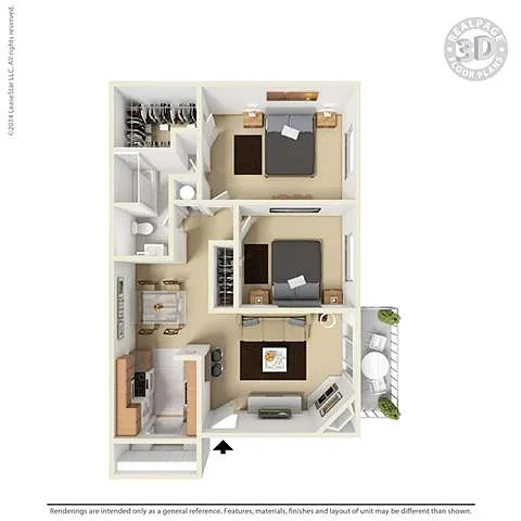 Floor plan B1 - 2 bedroom 1 bath