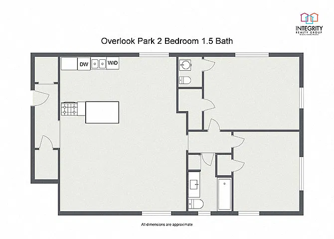 Floor plan Overlook Park 2 Bedroom 1.5 Bath