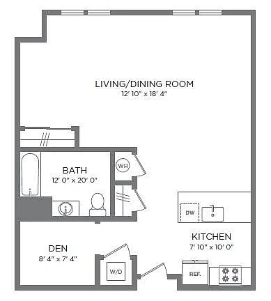 Floor plan Studio, 1 Bath
