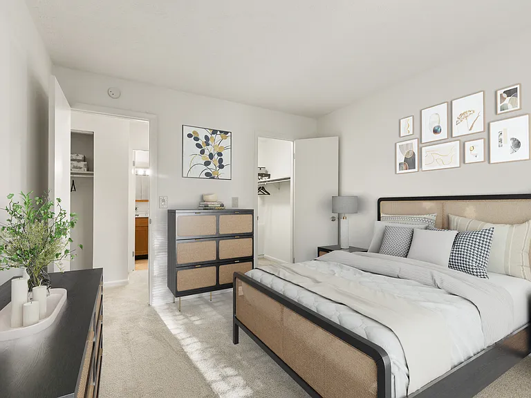 Primary Bedroom in the 2-Bedroom Floor Plan (model furniture shown)