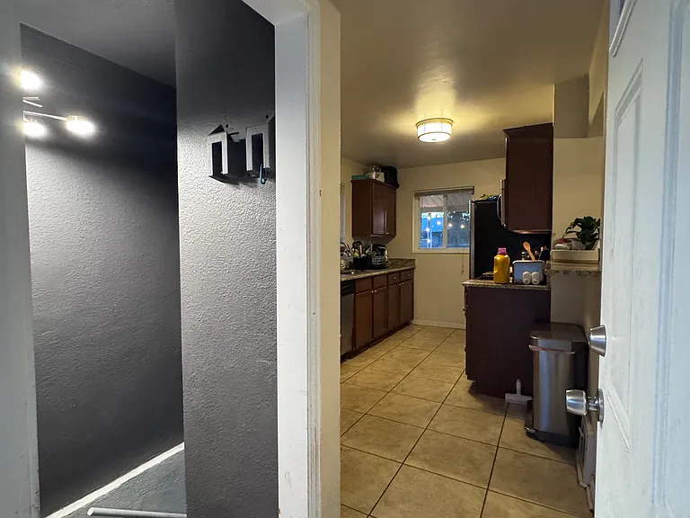 Back door entry to basement, dining and kitchen.