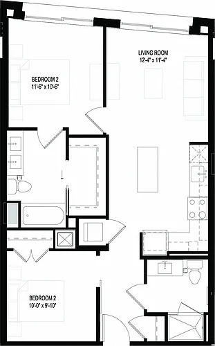 Floor plan Two Bedrooms/Two Bathrooms (B05)