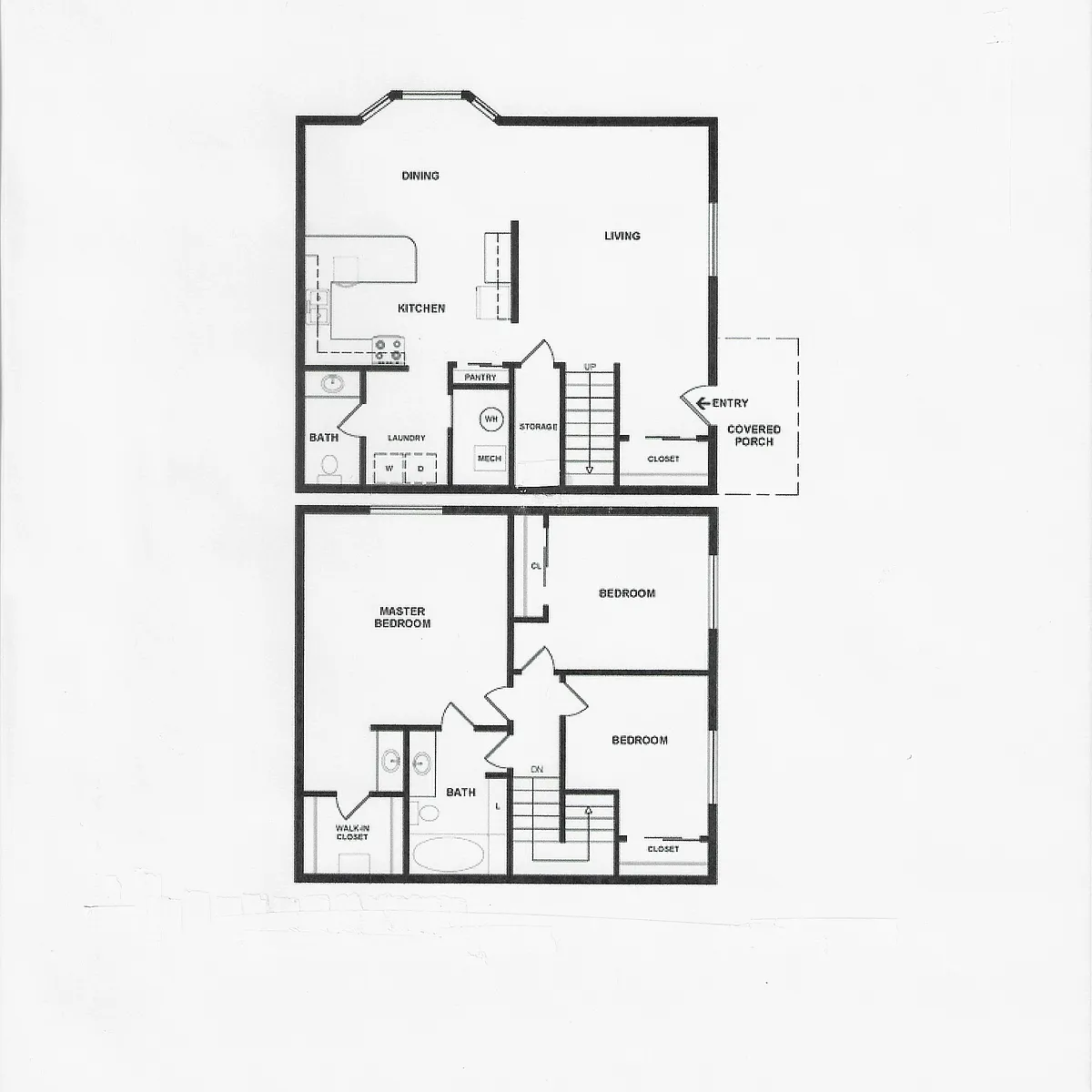 Floor plan 3 Bedroom Townhome Exterior