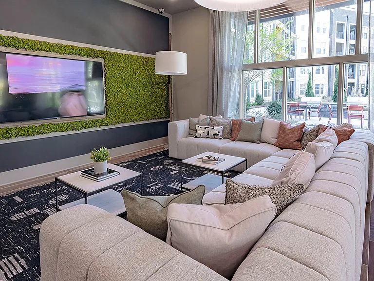 Resident Lounge with Dining, Seating Areas, and TV