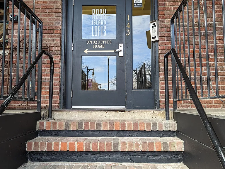 Front door entrance on Rock Island
