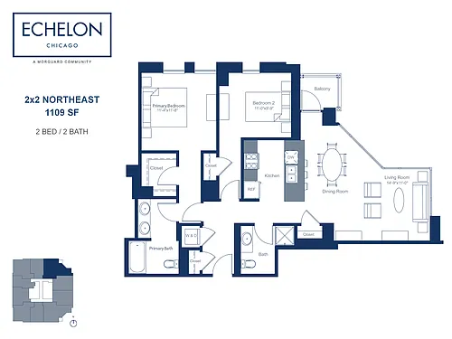 Floor plan 2x2 Northeast