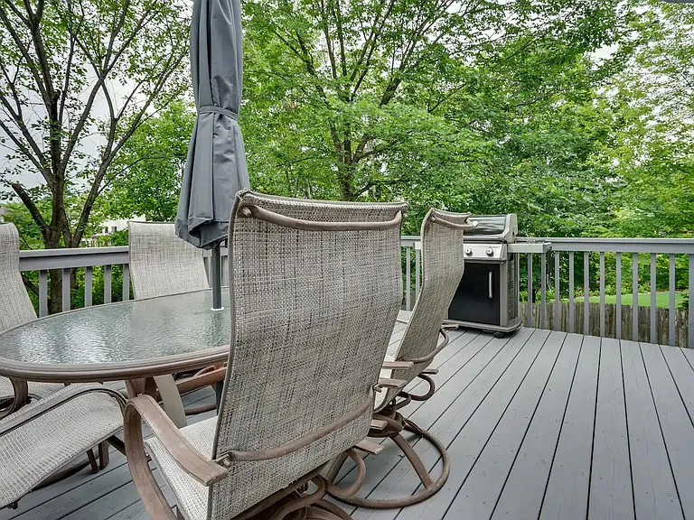 Deck has gas grill to enjoy a barbecue evening