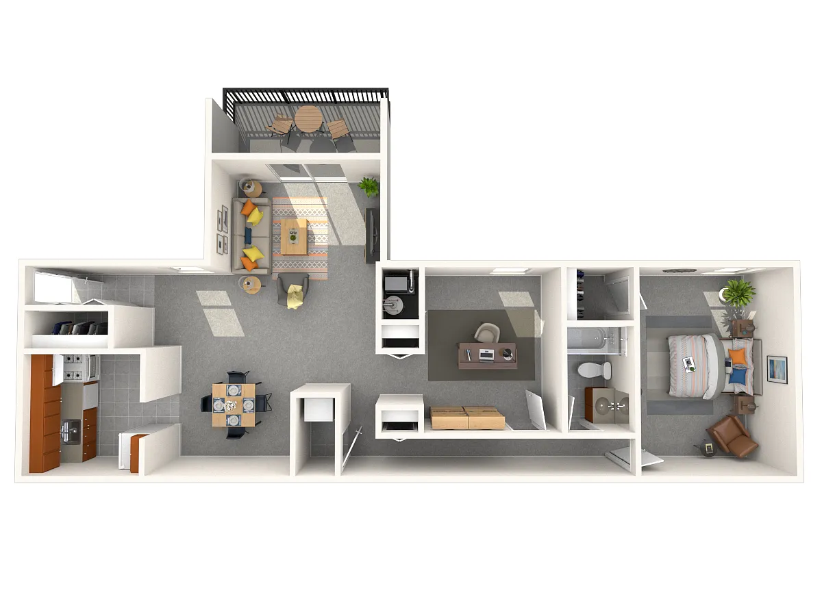 Floor plan 1 Bedroom with Executive Den