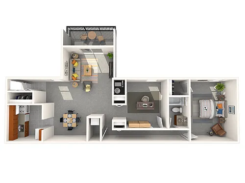 Floor plan 1 Bedroom with Executive Den