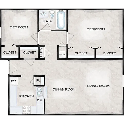 Floor plan 2 Bed 1 Bath