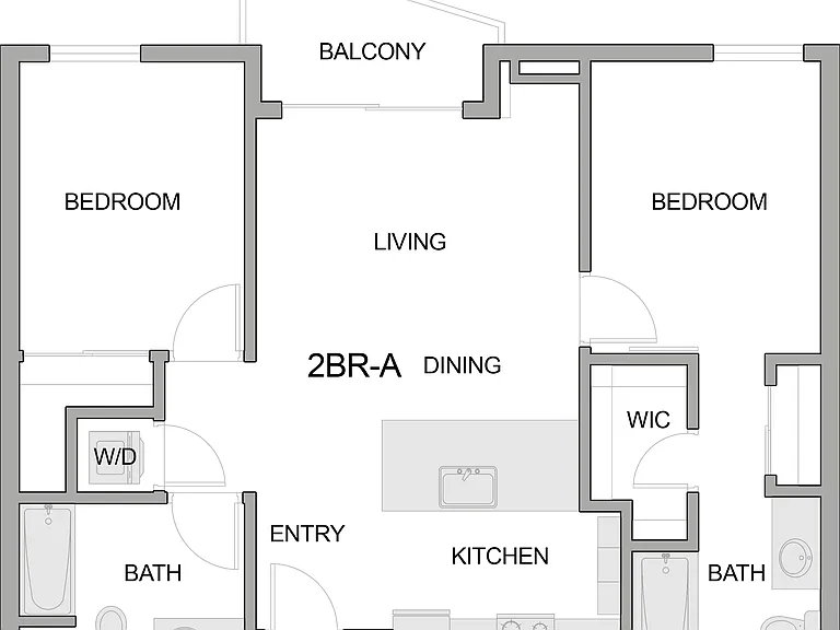 2D Floor Plan Rendering of a Two-Bedroom Apartment 2D Floor Plan Rendering of a Two-Bedroom Apartment
