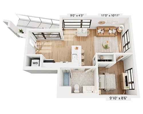 Floor plan One Bedroom - A1I