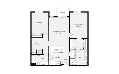 Floor plan 2B+DEN