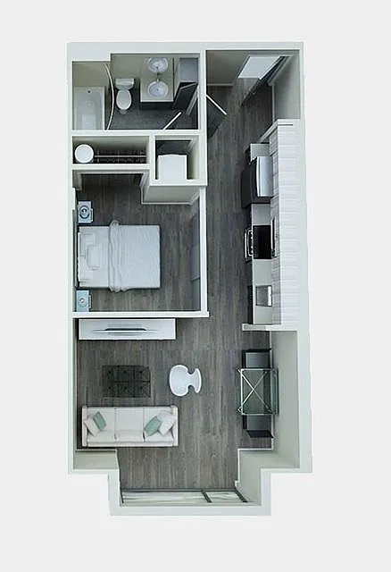 Floor plan Open 1 Bedroom With Balcony