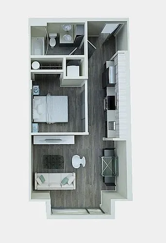 Floor plan Open 1 Bedroom With Balcony