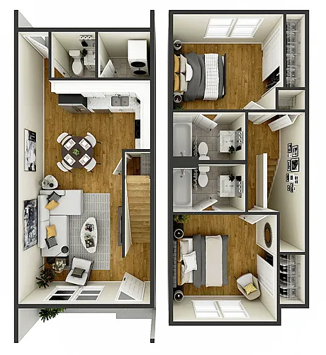 Floor plan Two Bedroom Townhome