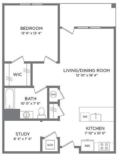 Floor plan 1 Bedroom, 1 Bath