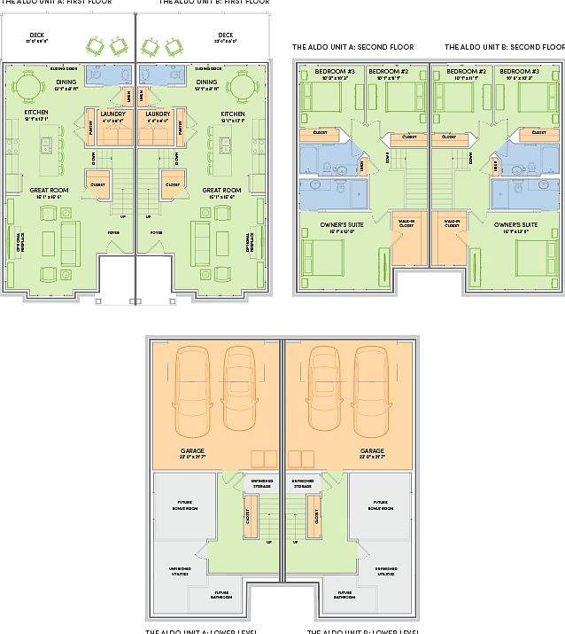 The Aldo (Tuck-Under Garage Twin Home) Plan, Village at Autumn Lake ...