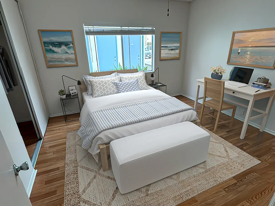 Primary bedroom with large closet and en suite full bathroom