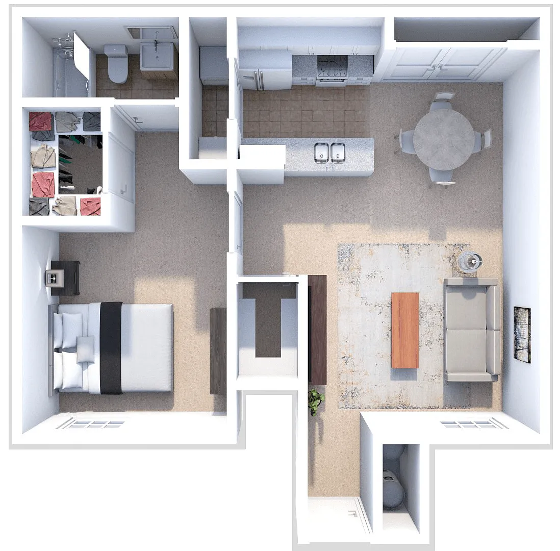 Floor plan 1 bed 1 bath