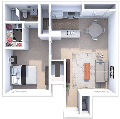 Floor plan 1 bed 1 bath