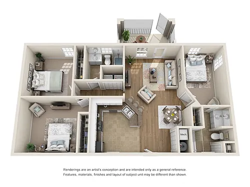 Floor plan C1_Bahama - Three Bedroom, Two Bathroom