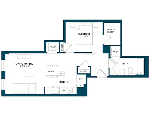 Floor plan 1 Bed/1 Bath JR-F TYP 02